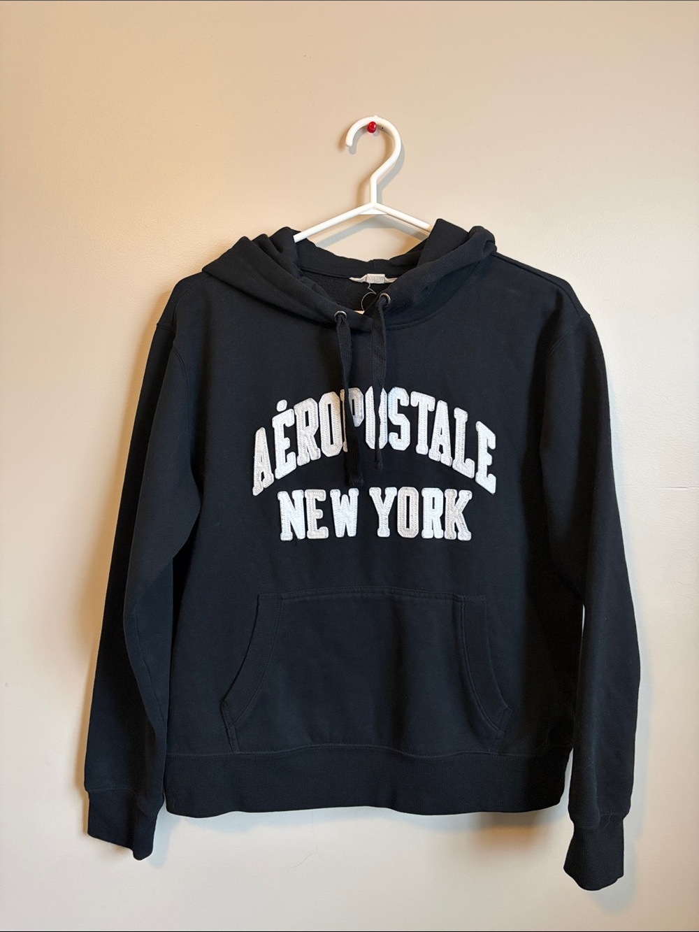 Aeropostale Black Hoodie with White 'Aéropostale New York' Logo